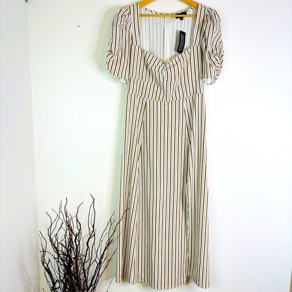 NWT Danielle Bernstein Striped Midi Dress - Picture 3 of 7